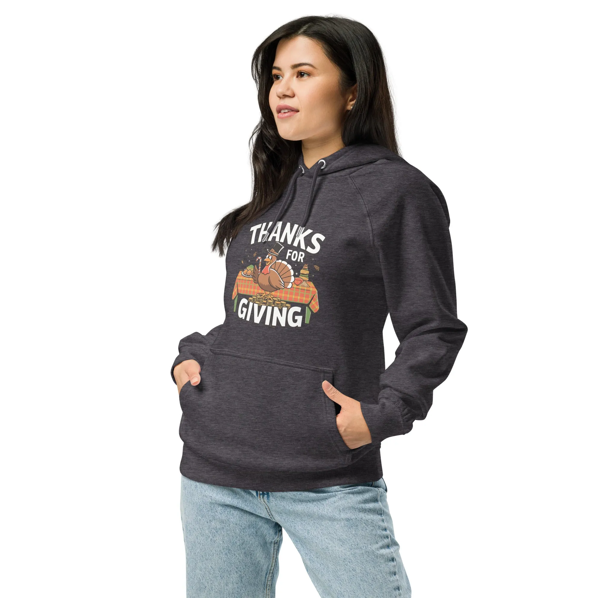 Thanks For Giving Graphics Women Eco Raglan Hoodie