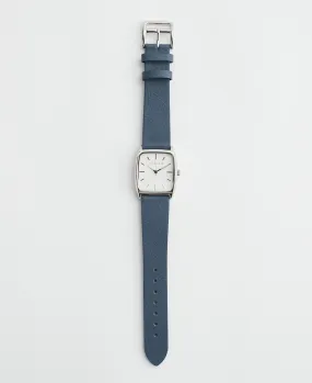 The Dress Watch: Polished Silver / White Dial / Stonewash Leather