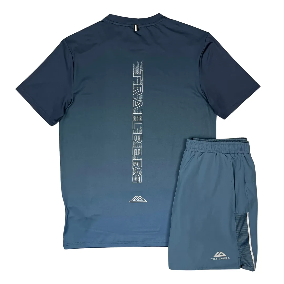 Trailberg Gradient T-Shirt / Cloud Shorts Set - China Blue