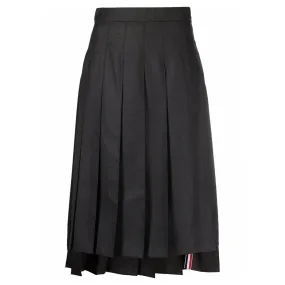 Twill Pleated Midi Skirt