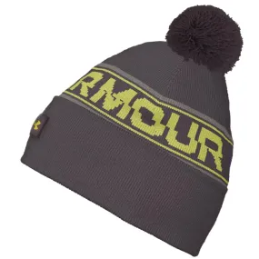 Under Armour Halftime Pom Beanie - Ash Taupe/Lime Yellow