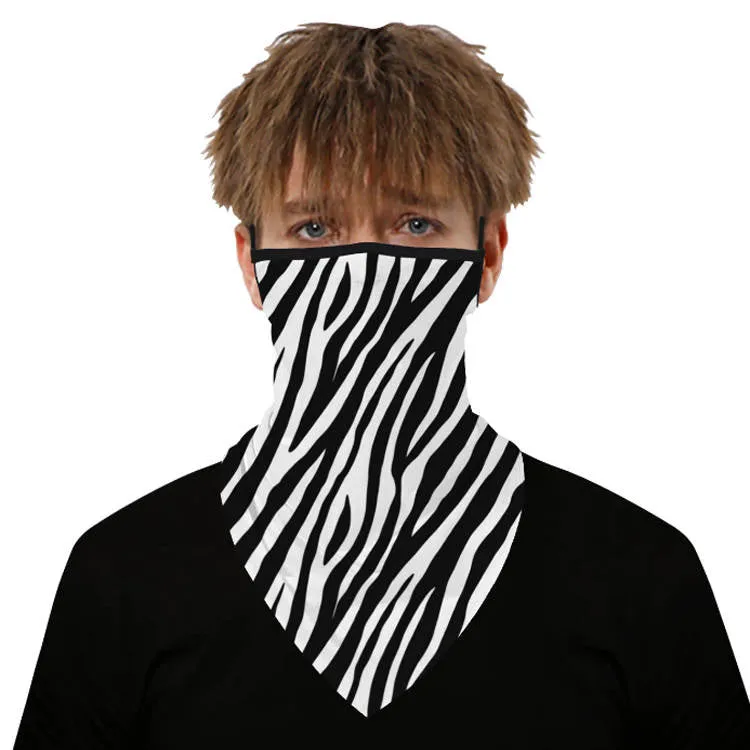 Unisex Face Scarf Bandana with Ear Loops Zebra