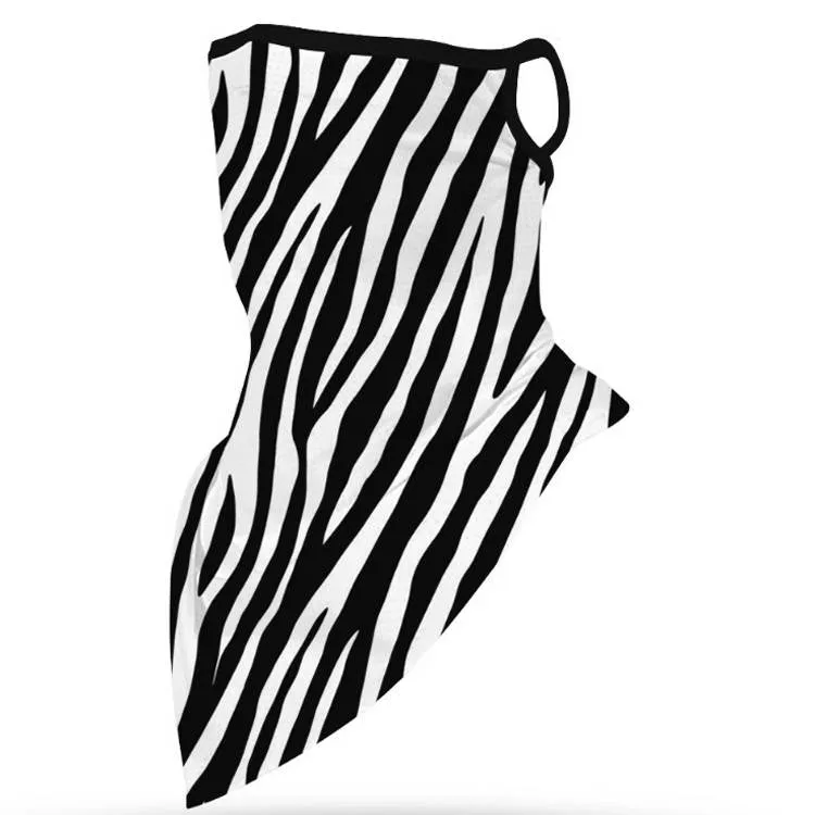 Unisex Face Scarf Bandana with Ear Loops Zebra