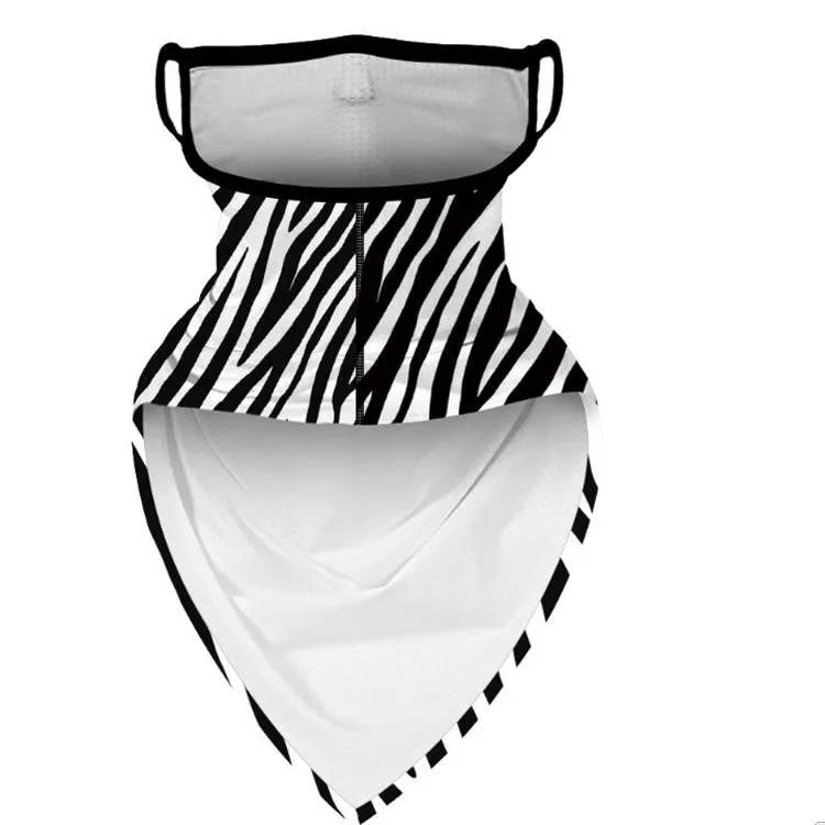 Unisex Face Scarf Bandana with Ear Loops Zebra