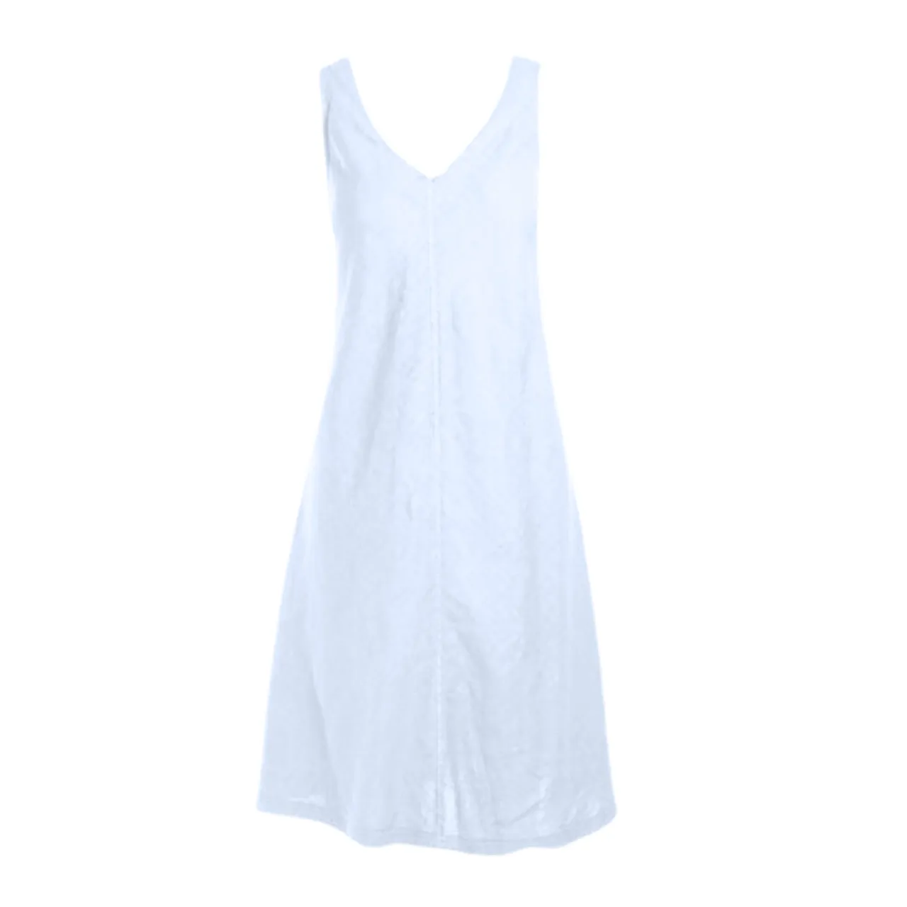 V-Neck Flared Linen Dress