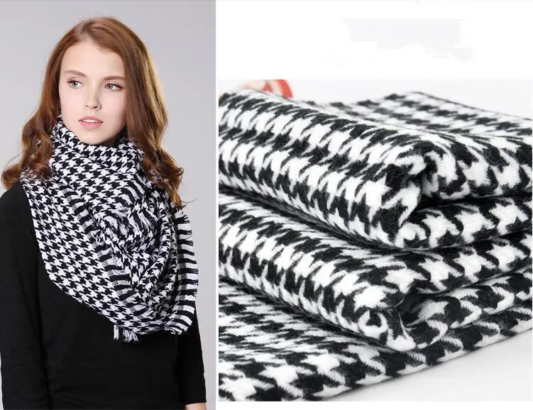 VIGROCK W&B Plaid Blanket Scarf for Women