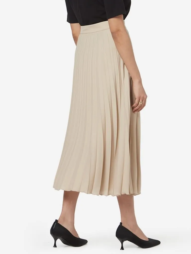 Wardrobe Beige Pleated Robe Skirt