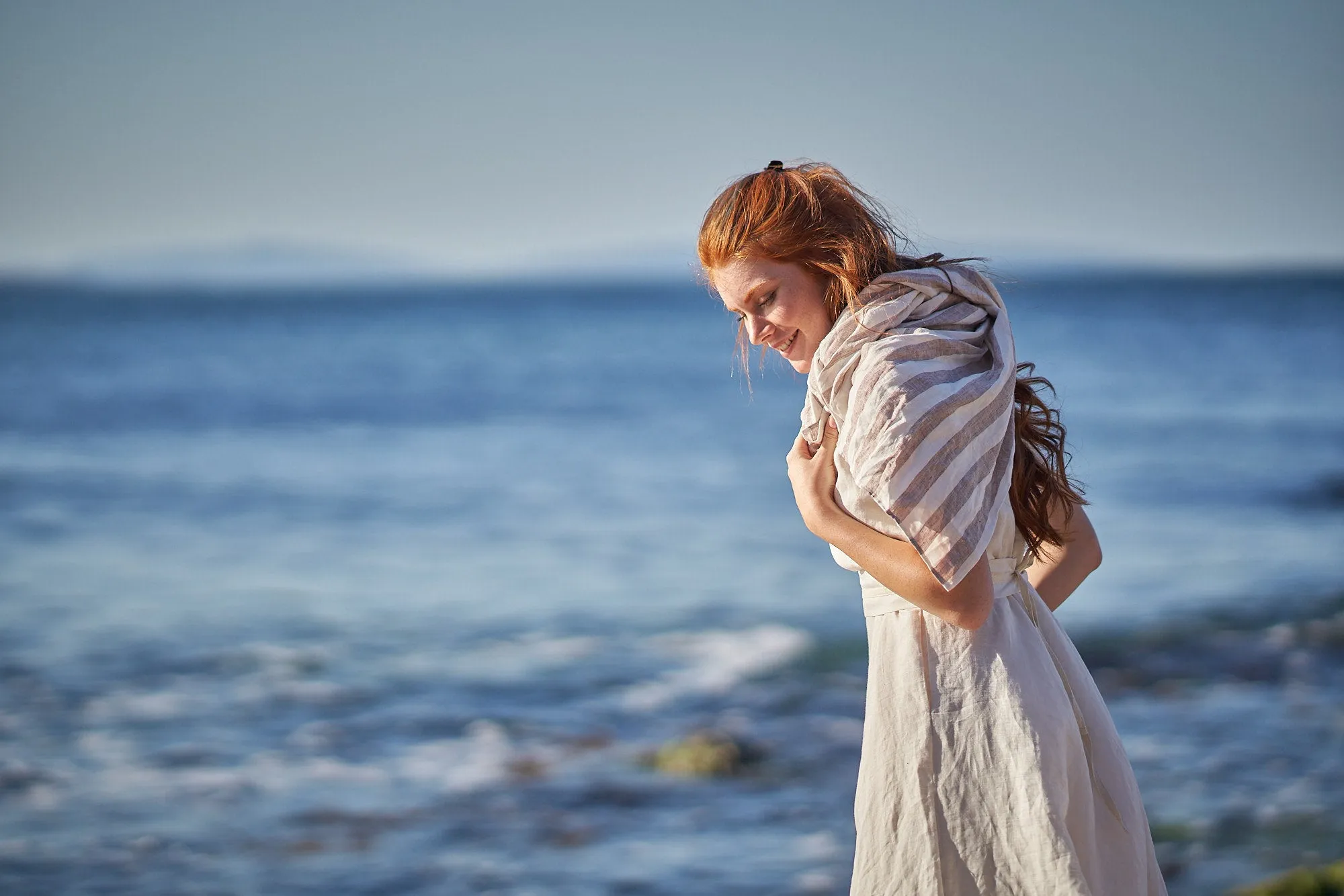 White Linen Scarf