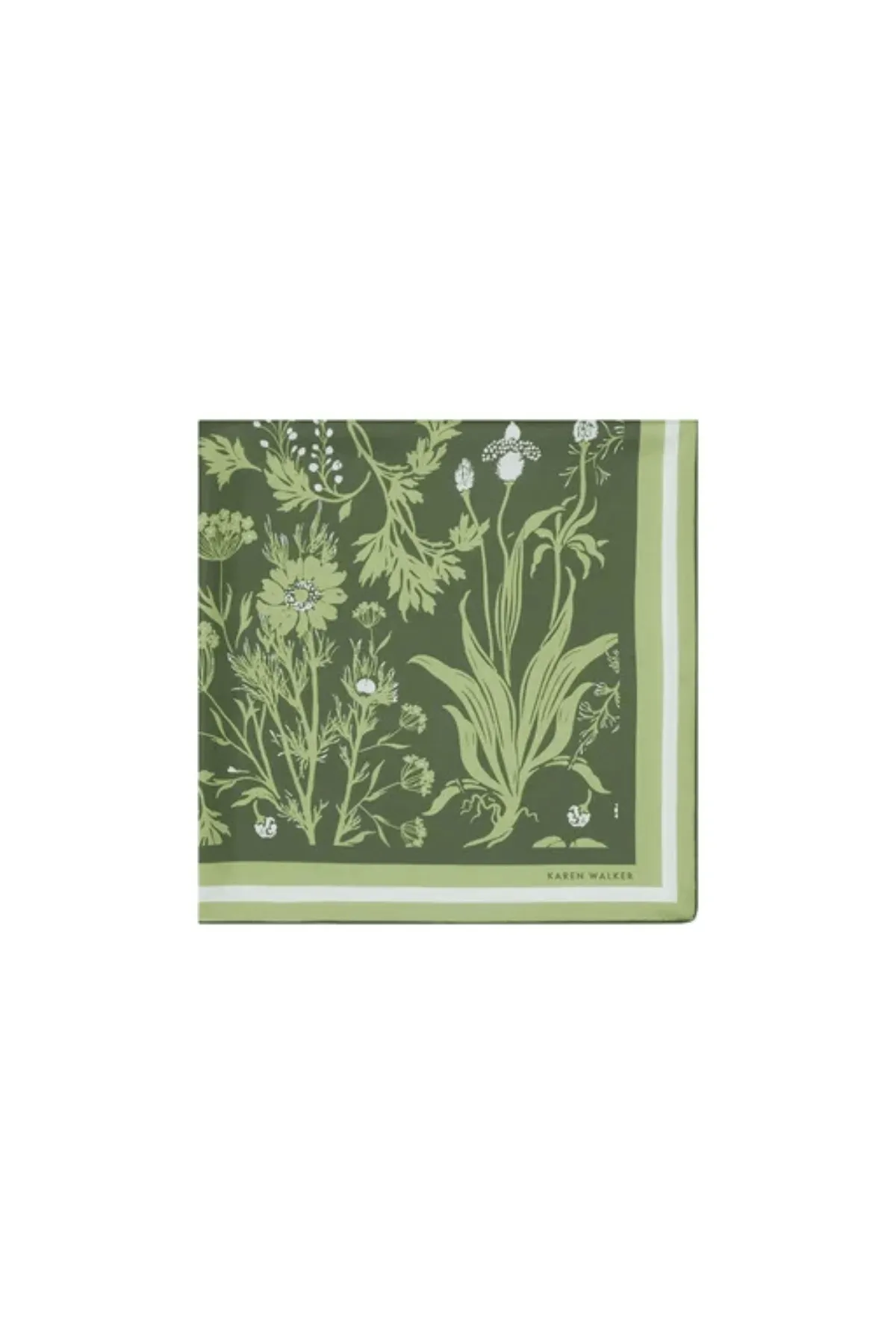 WILDFLOWERS CLASSIC SILK SCARF GREEN MULTI