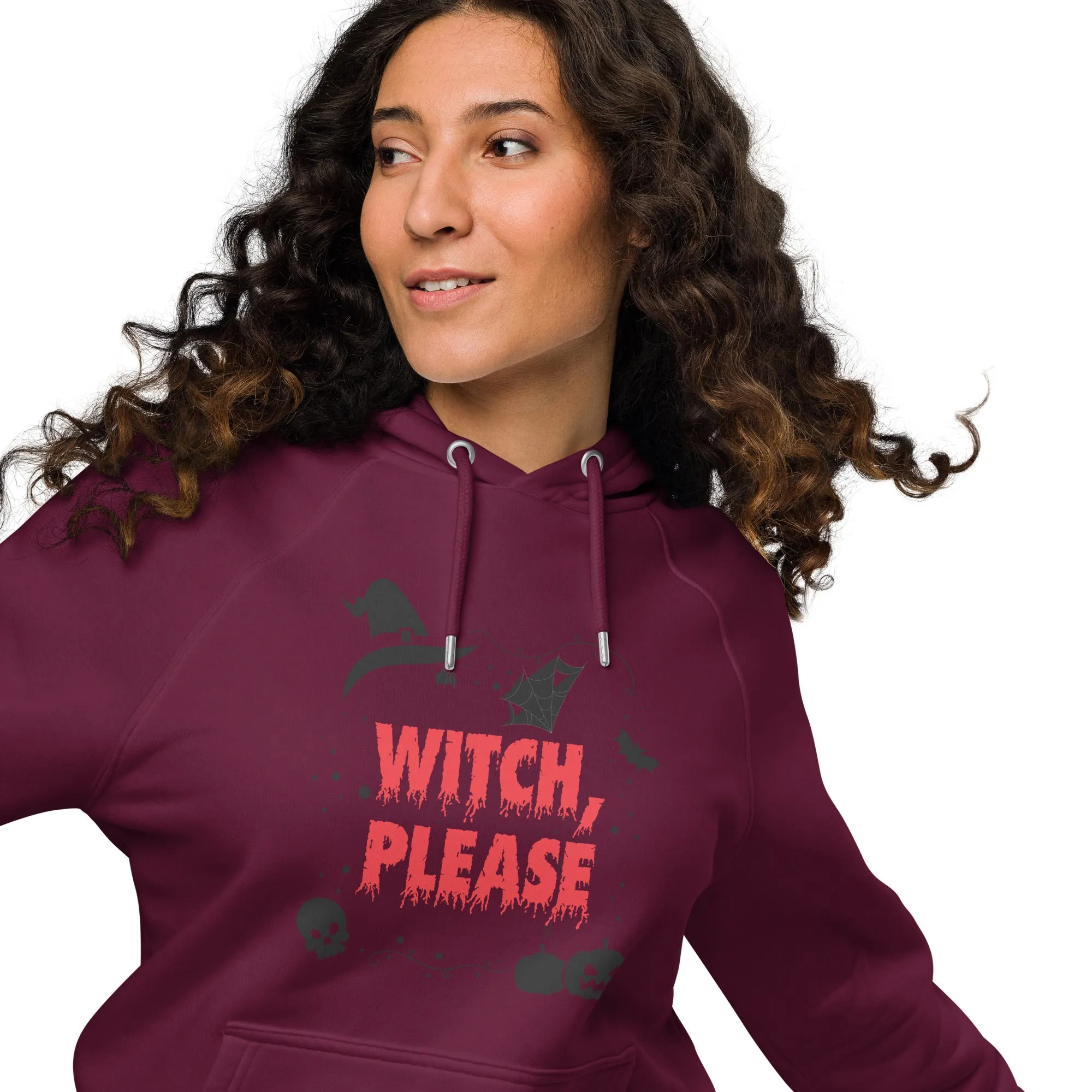 Witch Please Halloween Women Eco Raglan Hoodie