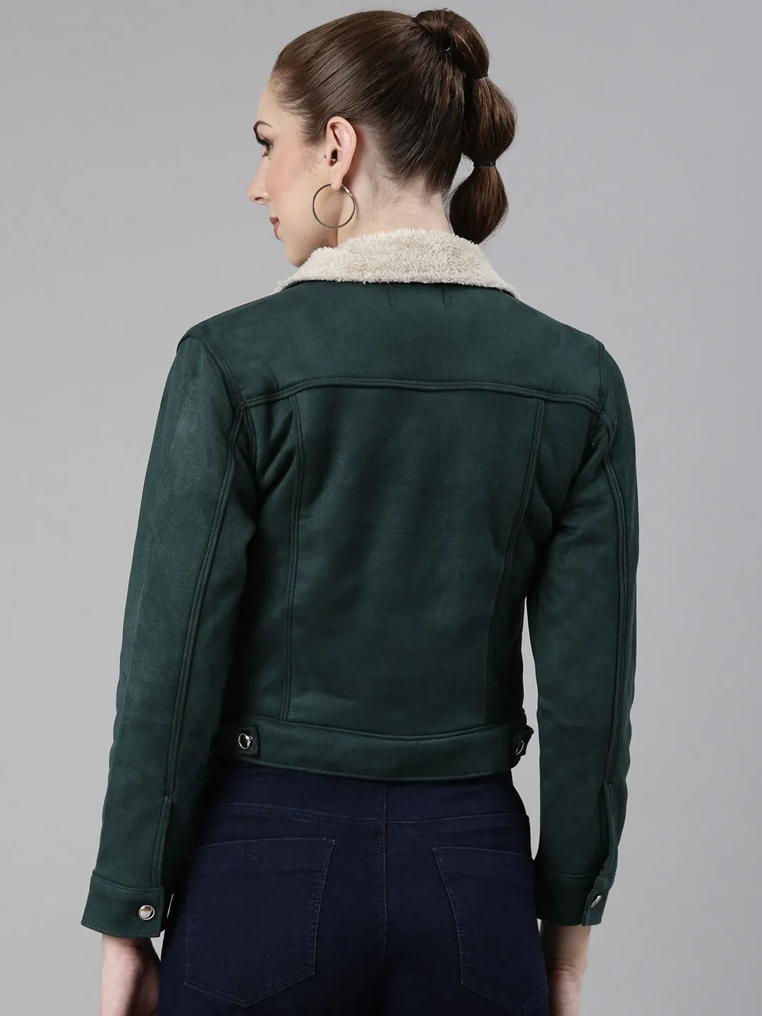 Women Green Solid Tailored Jacket