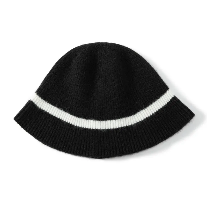 Womens Cashmere Knit Warm Hat Solid Winter Bucket Hats