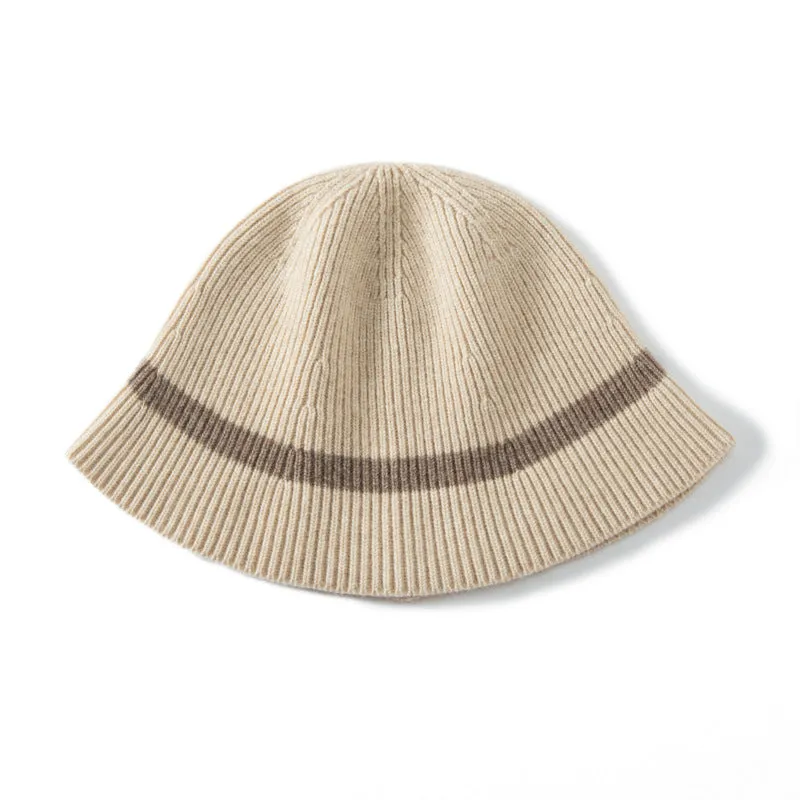 Womens Cashmere Knit Warm Hat Solid Winter Bucket Hats