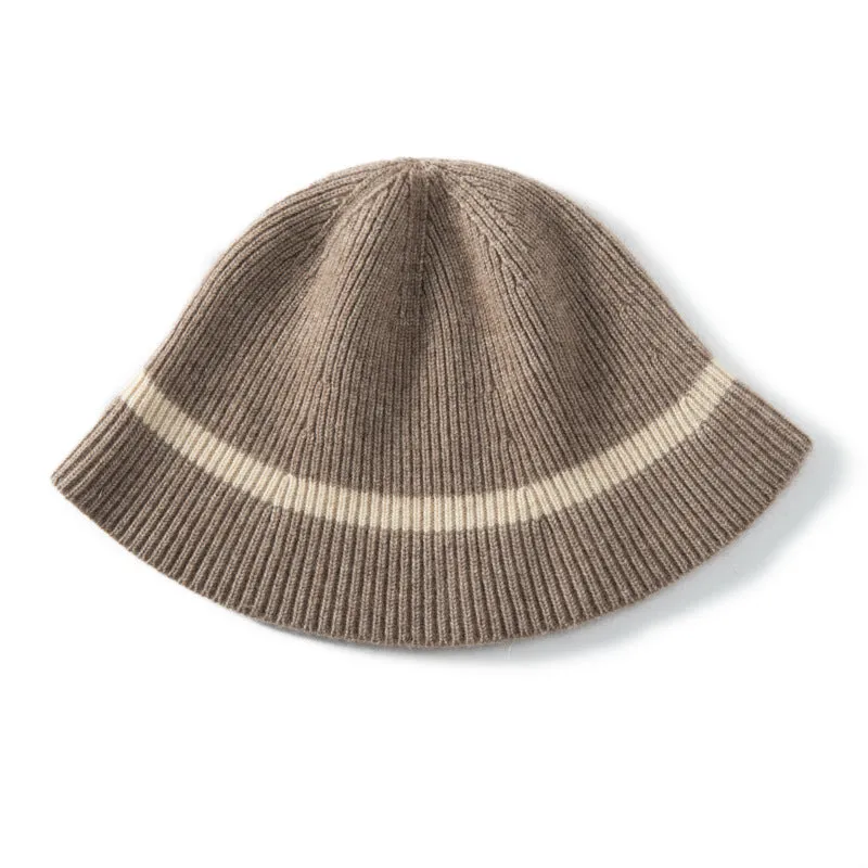 Womens Cashmere Knit Warm Hat Solid Winter Bucket Hats