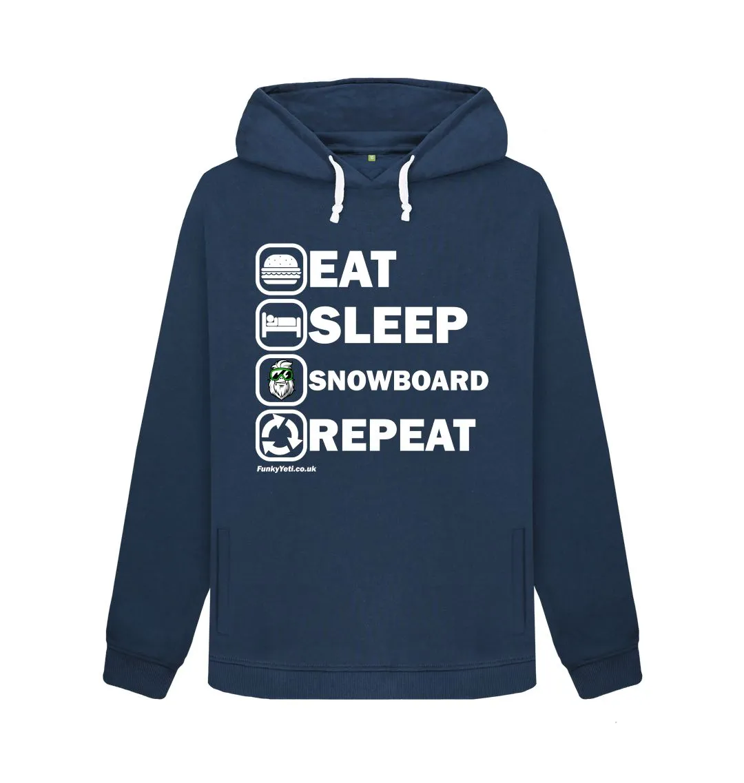 Women's Eat Sleep Snowboard Repeat Organic Pullover Hoodie