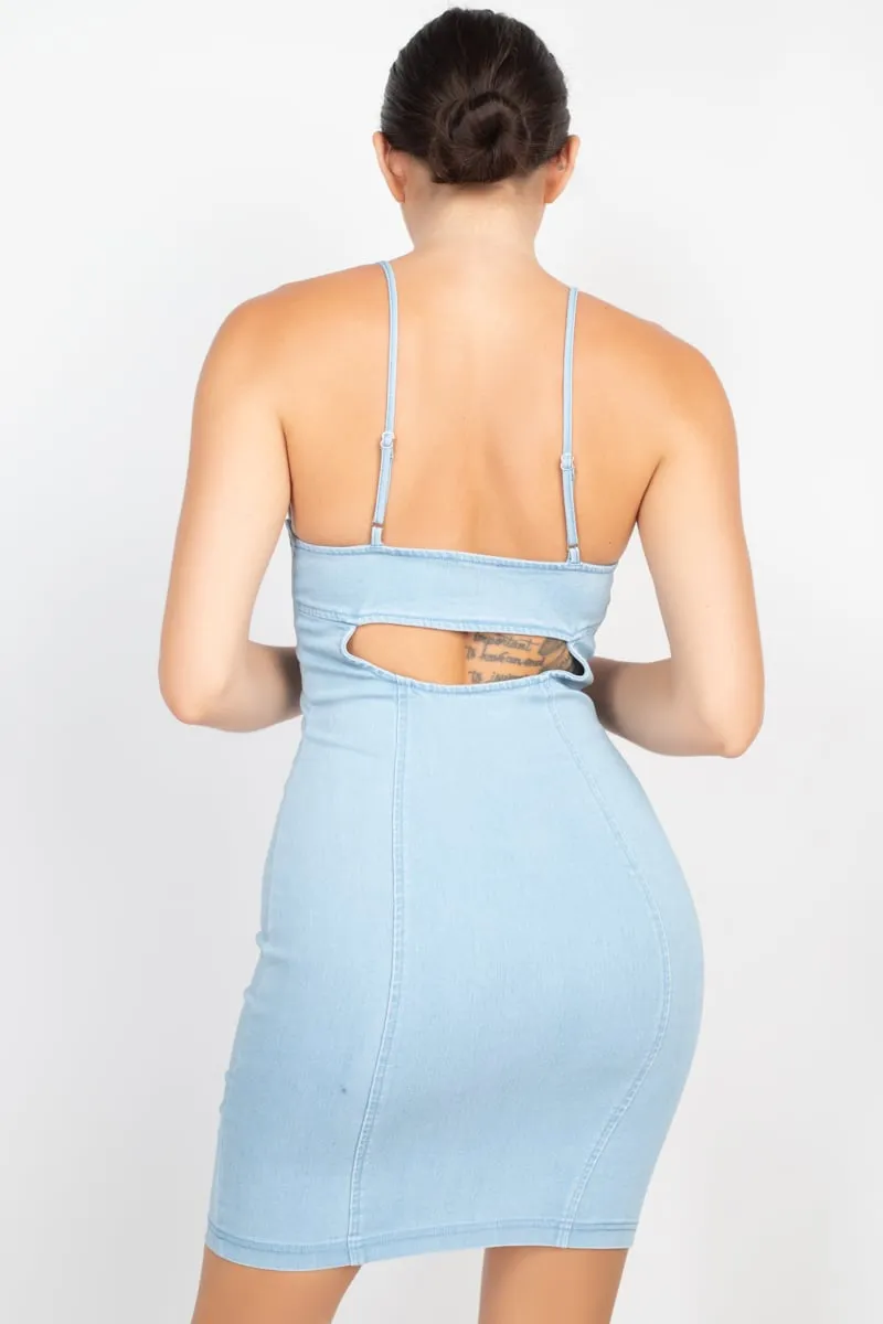 Women's Front button cami Denim dress