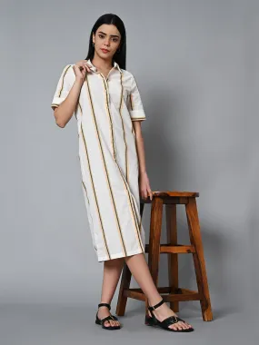 Women's Natural Cotton Linen Regular Fit Dress