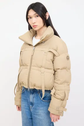 X Rokh X Matt McCormick Beige Down Strap Puffer Jacket