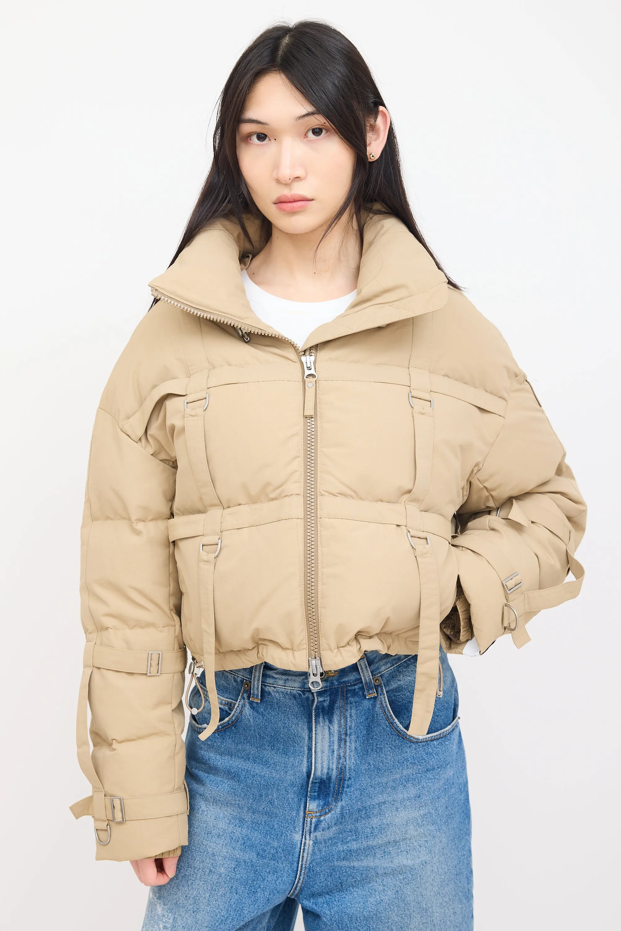 X Rokh X Matt McCormick Beige Down Strap Puffer Jacket