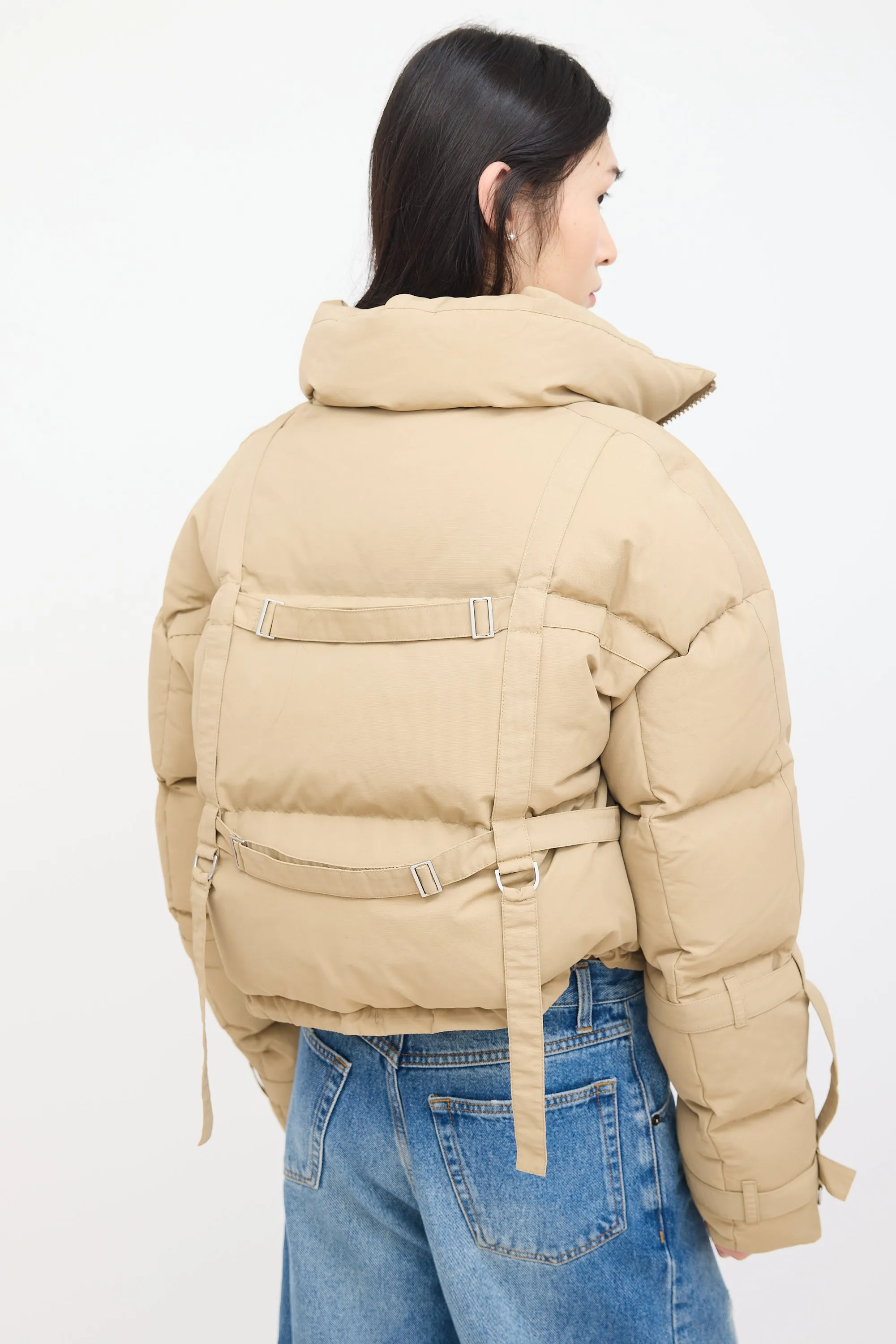 X Rokh X Matt McCormick Beige Down Strap Puffer Jacket