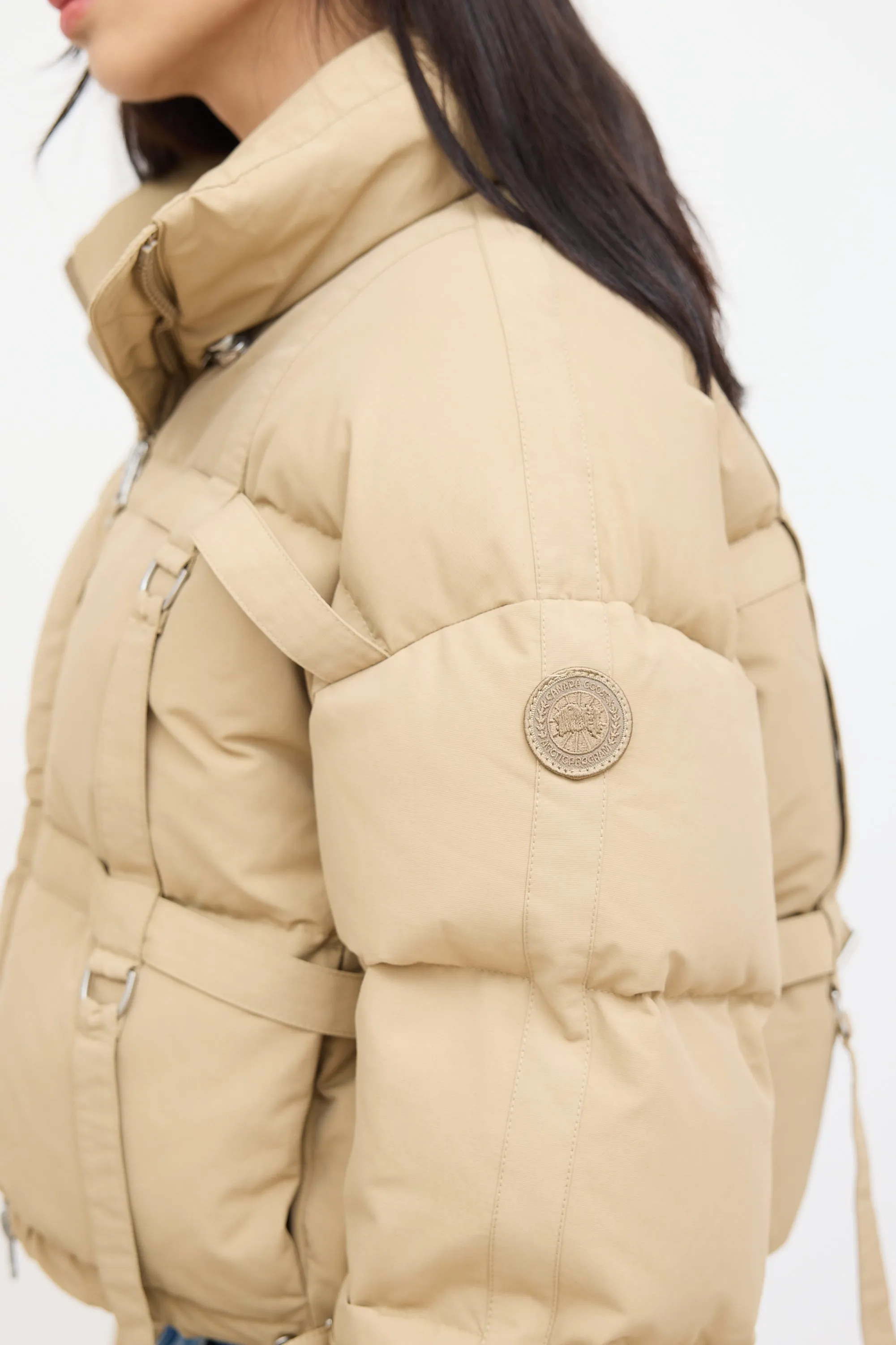 X Rokh X Matt McCormick Beige Down Strap Puffer Jacket