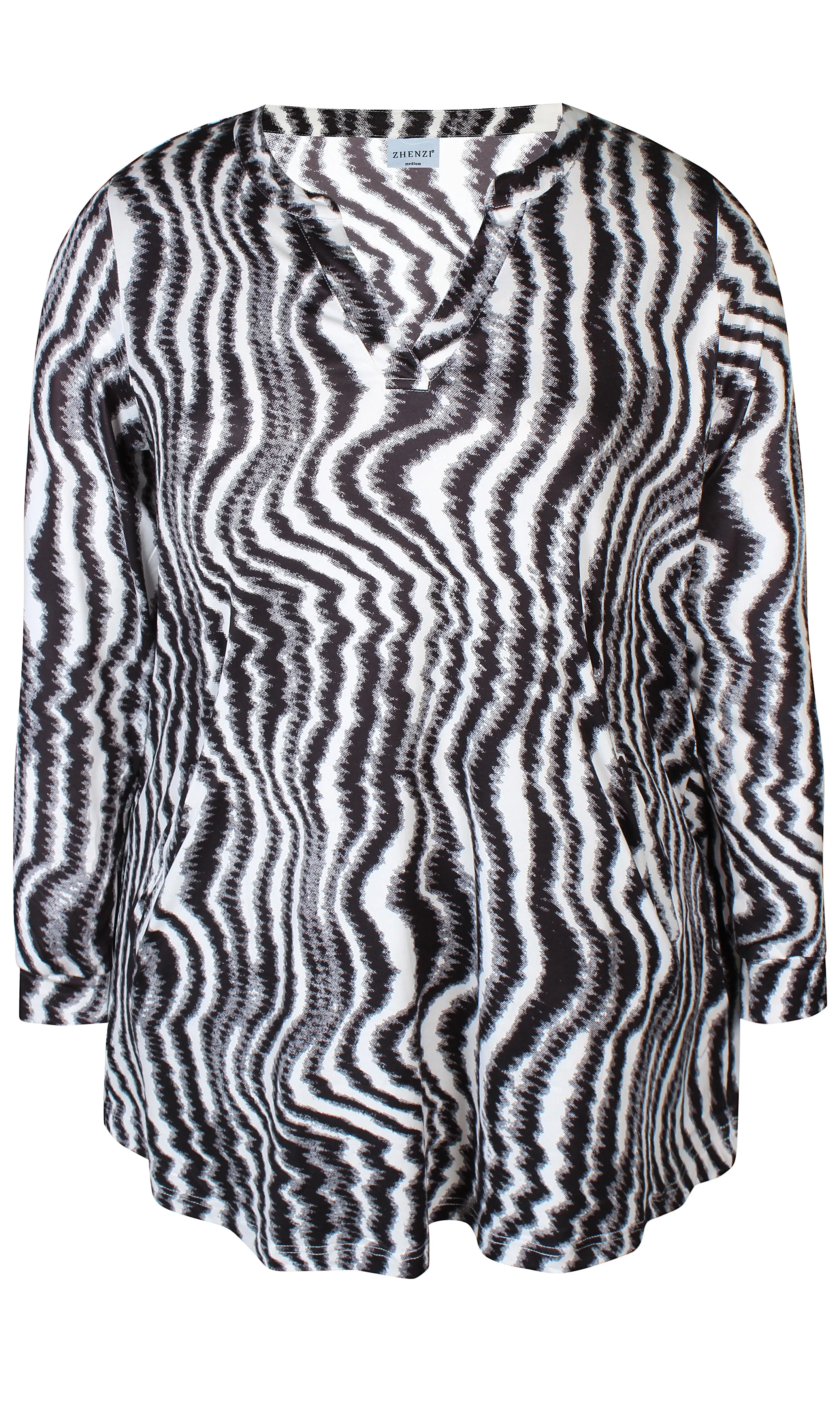 Zhenzi Adra Tunic in White and Black